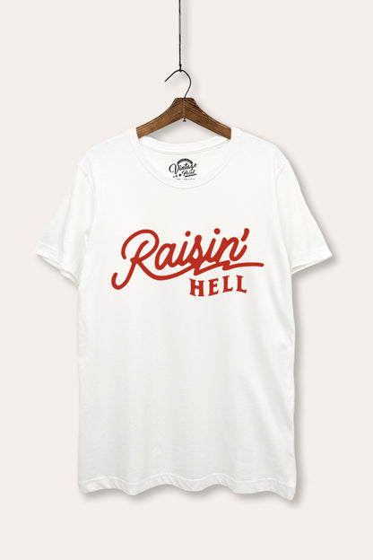 Raisin' Hell Retro Typography Women's Basic Casual Tee