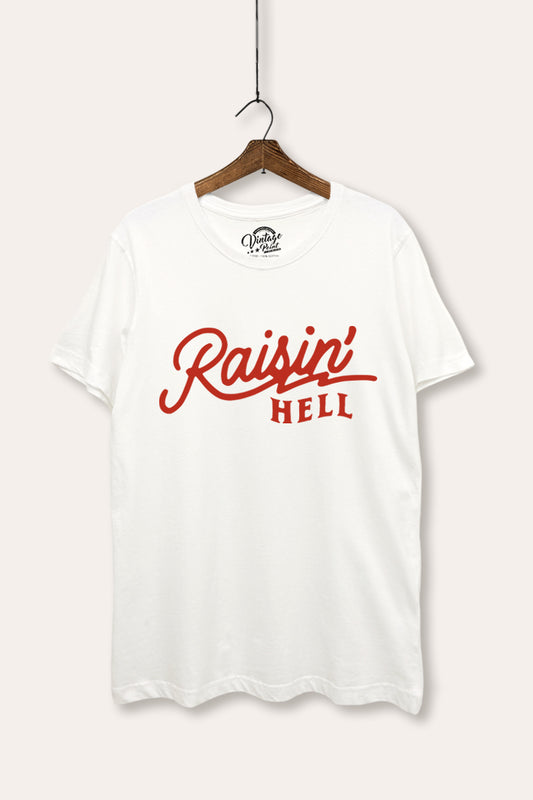 Raisin' Hell Retro Typography Women's Basic Casual Tee