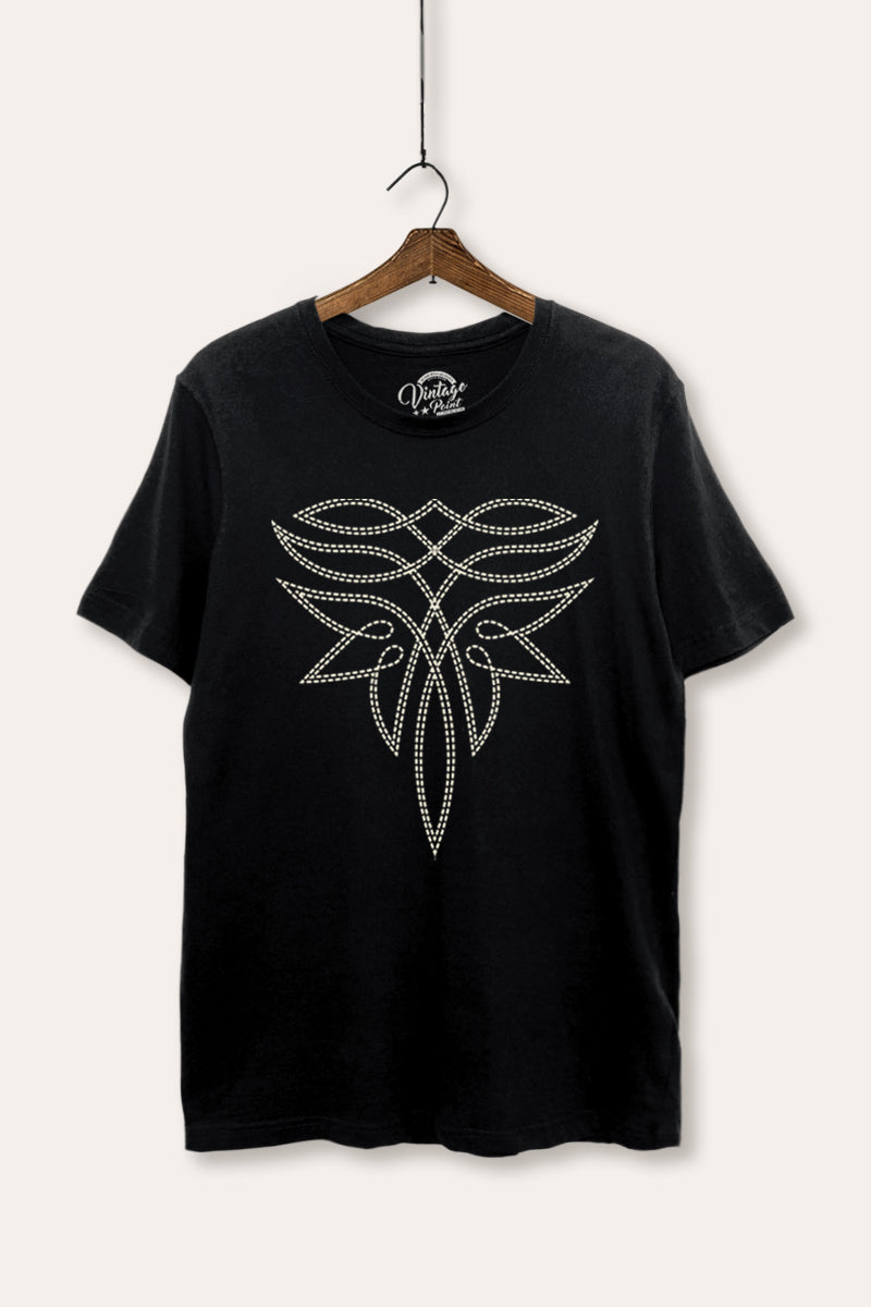 Western Boots Toe Stitch Graphic Women's Basic Casual Tee