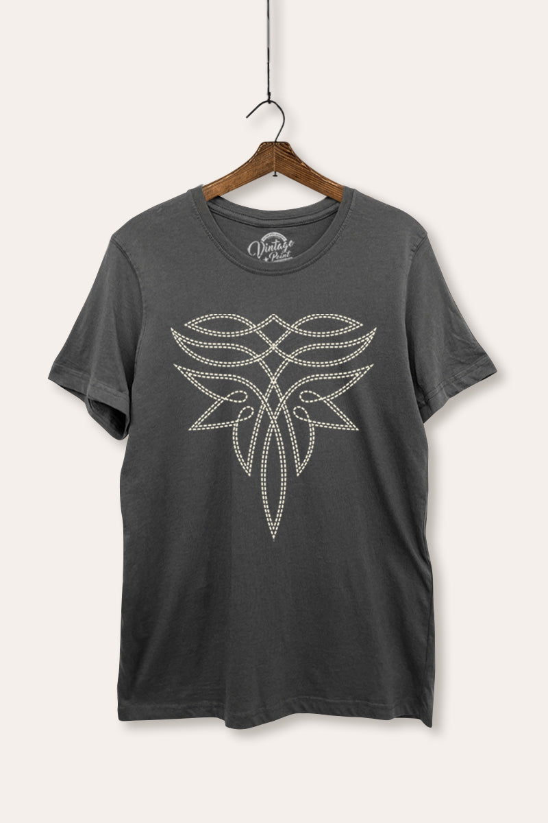 Western Boots Toe Stitch Graphic Women's Basic Casual Tee
