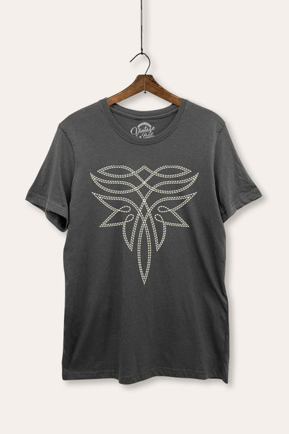 Western Boots Toe Stitch Graphic Women's Basic Casual Tee