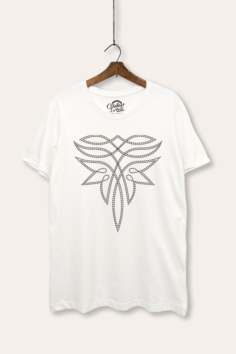 Western Boots Toe Stitch Graphic Women's Basic Casual Tee