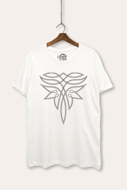 Western Boots Toe Stitch Graphic Women's Basic Casual Tee