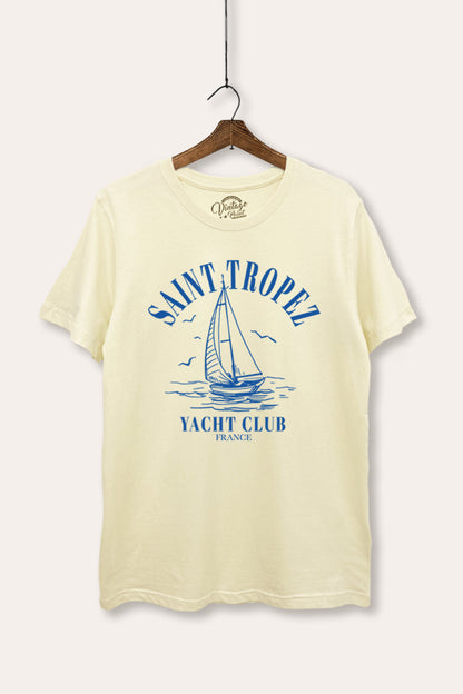 France Yacht Club Coastal Graphic Women's Basic Casual Tee