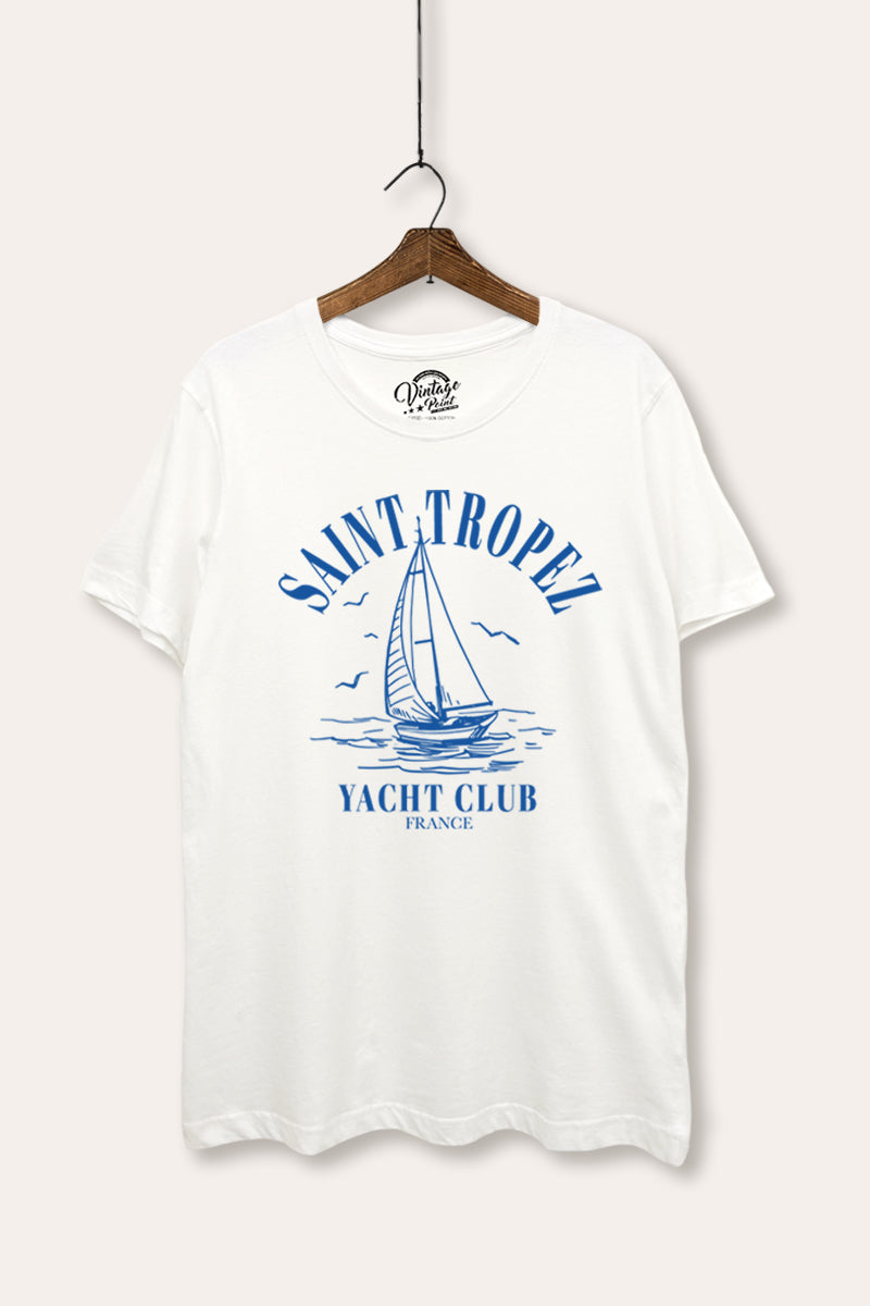 France Yacht Club Coastal Graphic Women's Basic Casual Tee