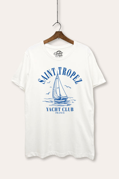 France Yacht Club Coastal Graphic Women's Basic Casual Tee