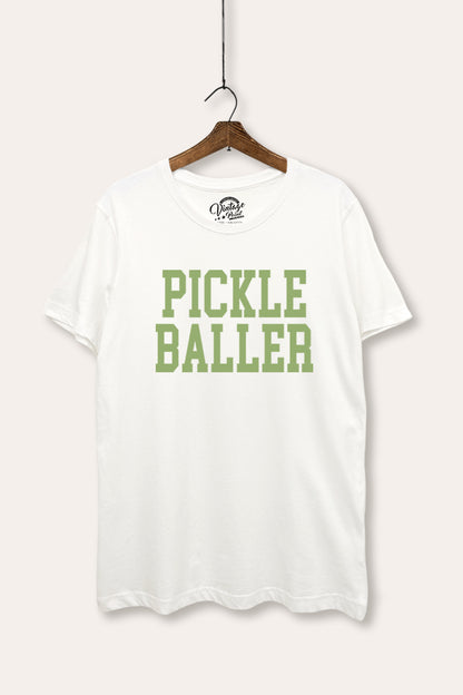 Pickle Baller Sports Graphic Women's Basic Casual Tee