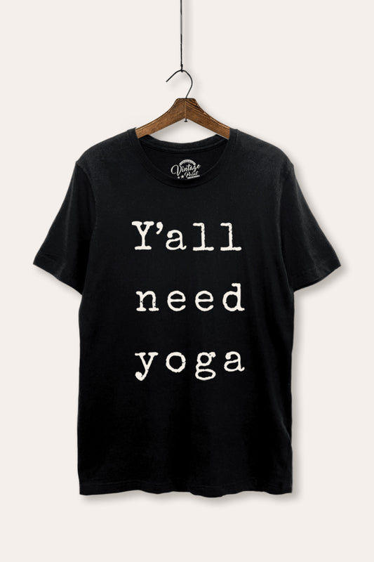 "y'all need yoga" graphic women's basic tee