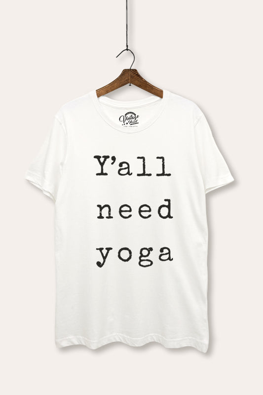 "y'all need yoga" graphic women's basic tee