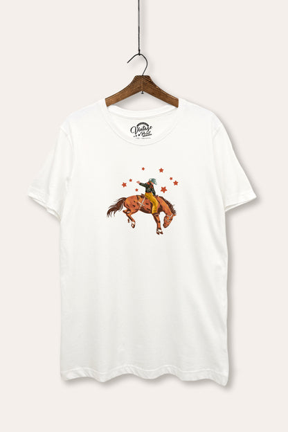 Rodeo Cowboy Stars Graphic Women's Basic Casual Tee