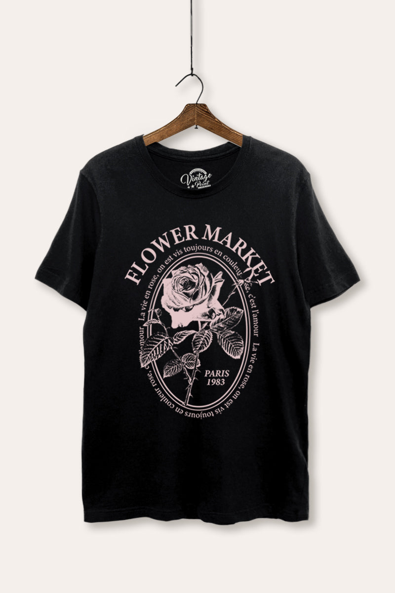 Flower Market Rose Graphic Women's Basic Casual Tee