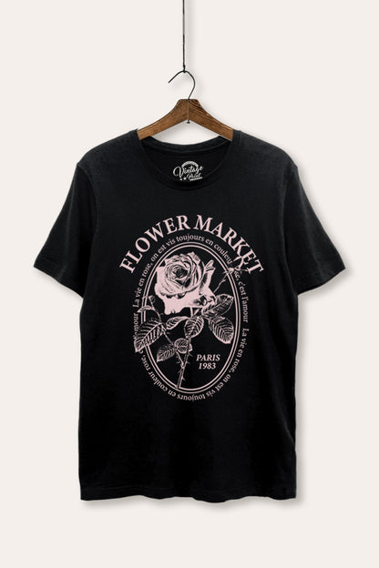 Flower Market Rose Graphic Women's Basic Casual Tee