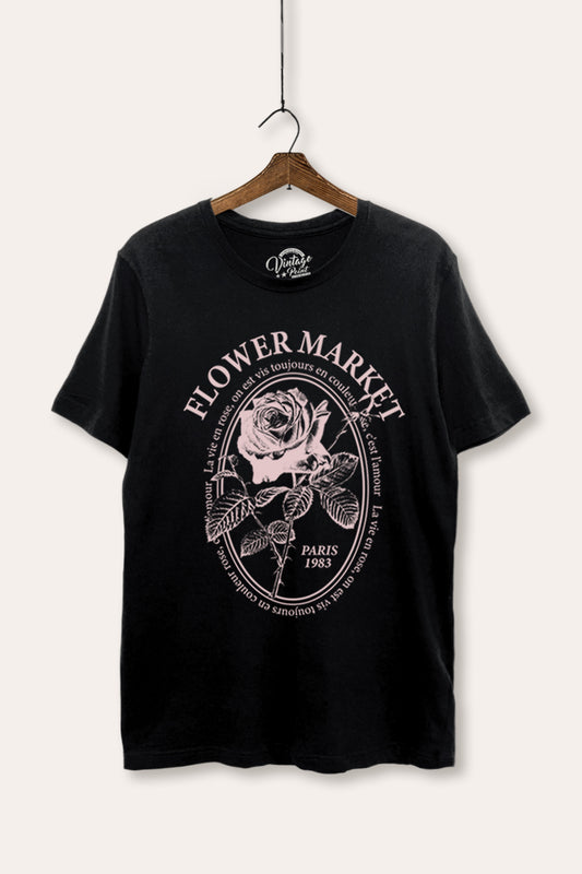 Flower Market Rose Graphic Women's Basic Casual Tee