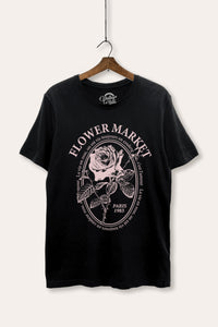 rose flower market graphic women's basic tee