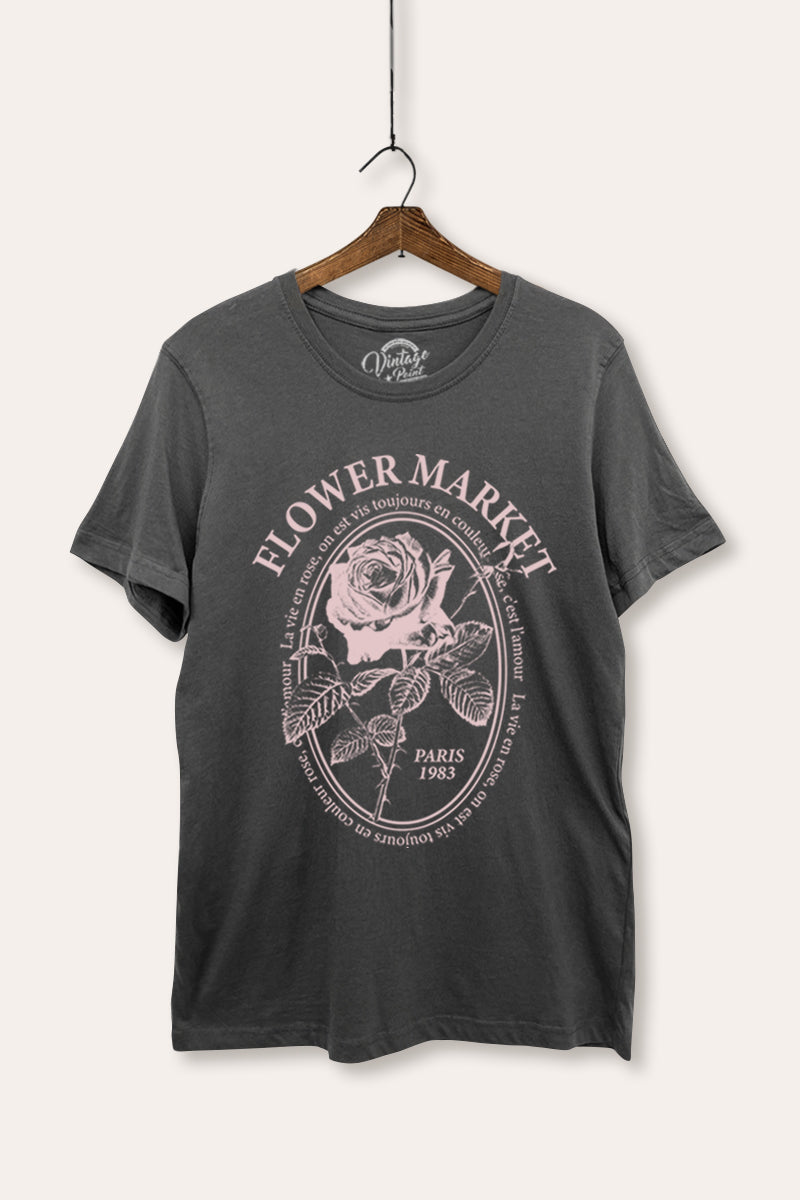 Flower Market Rose Graphic Women's Basic Casual Tee