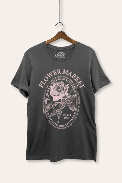 Flower Market Rose Graphic Women's Basic Casual Tee