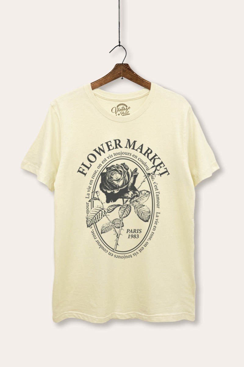 Flower Market Rose Graphic Women's Basic Casual Tee