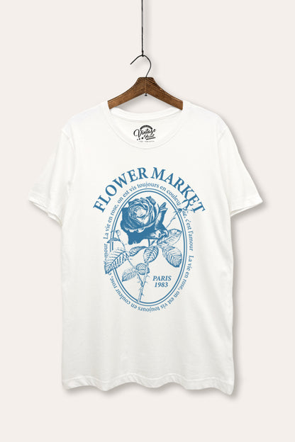Flower Market Rose Graphic Women's Basic Casual Tee