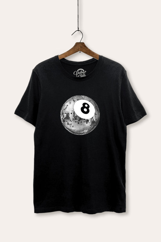 Silver Disco 8-Ball Graphic Women's Basic Casual Tee