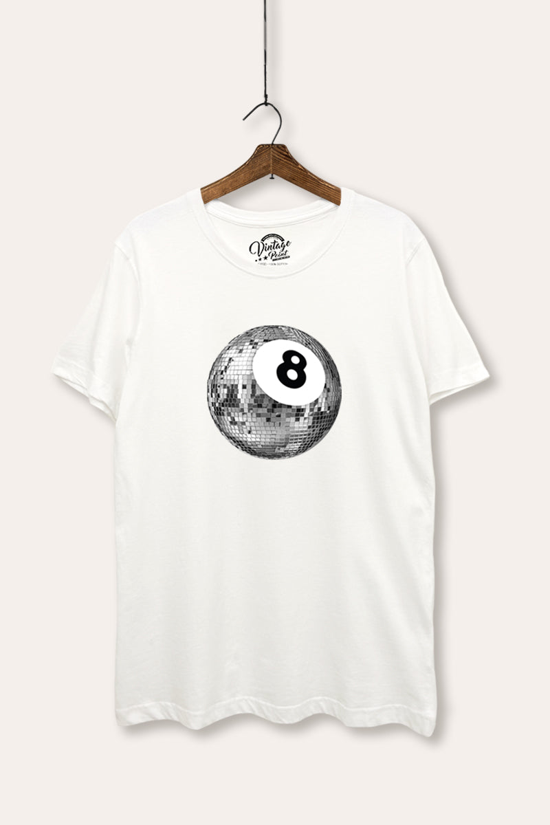 disco 8-ball graphic women's basic tee