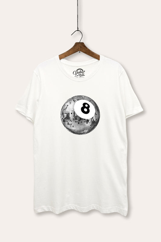 Silver Disco 8-Ball Graphic Women's Basic Casual Tee