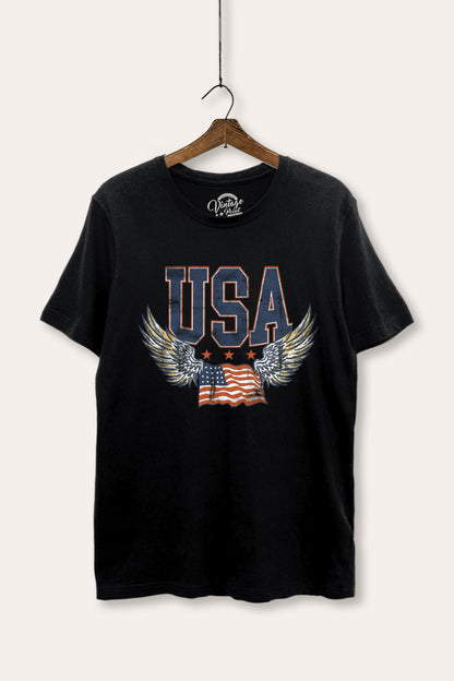 Vintage USA Winged Flag Graphic Women's Basic Casual Tee