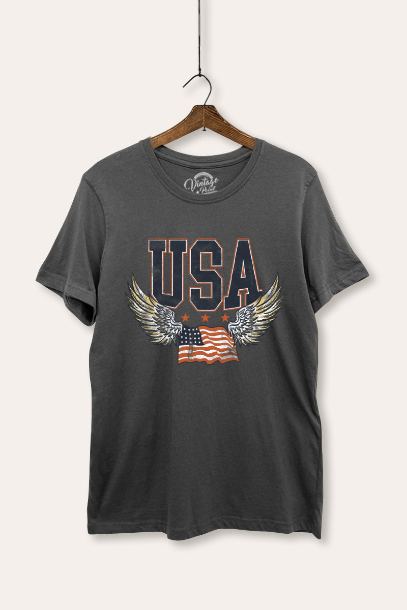 Vintage USA Winged Flag Graphic Women's Basic Casual Tee