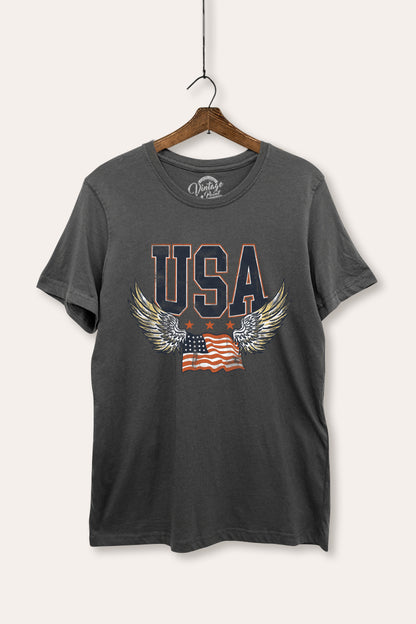 Vintage USA Winged Flag Graphic Women's Basic Casual Tee