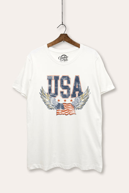 Vintage USA Winged Flag Graphic Women's Basic Casual Tee