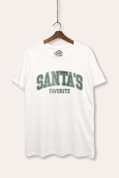Santa's Favorite Christmas Graphic Women's Basic Casual Tee