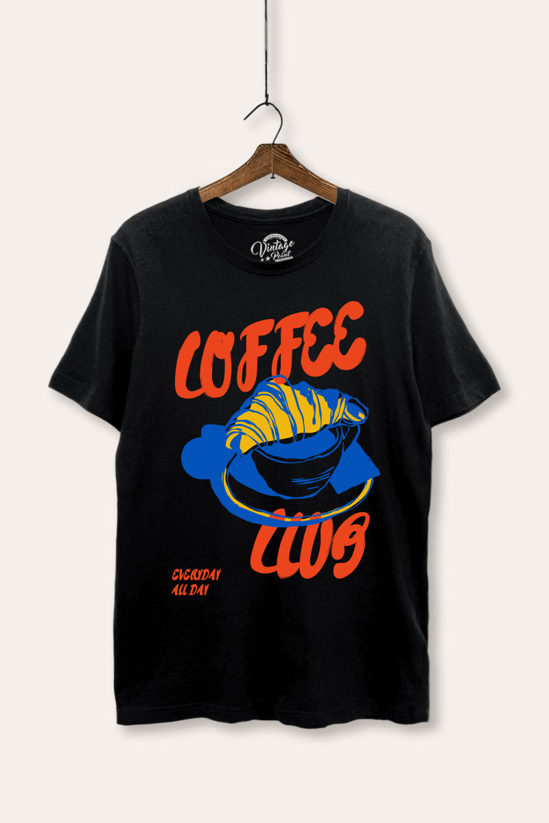 coffee club croissant graphic women's basic tee