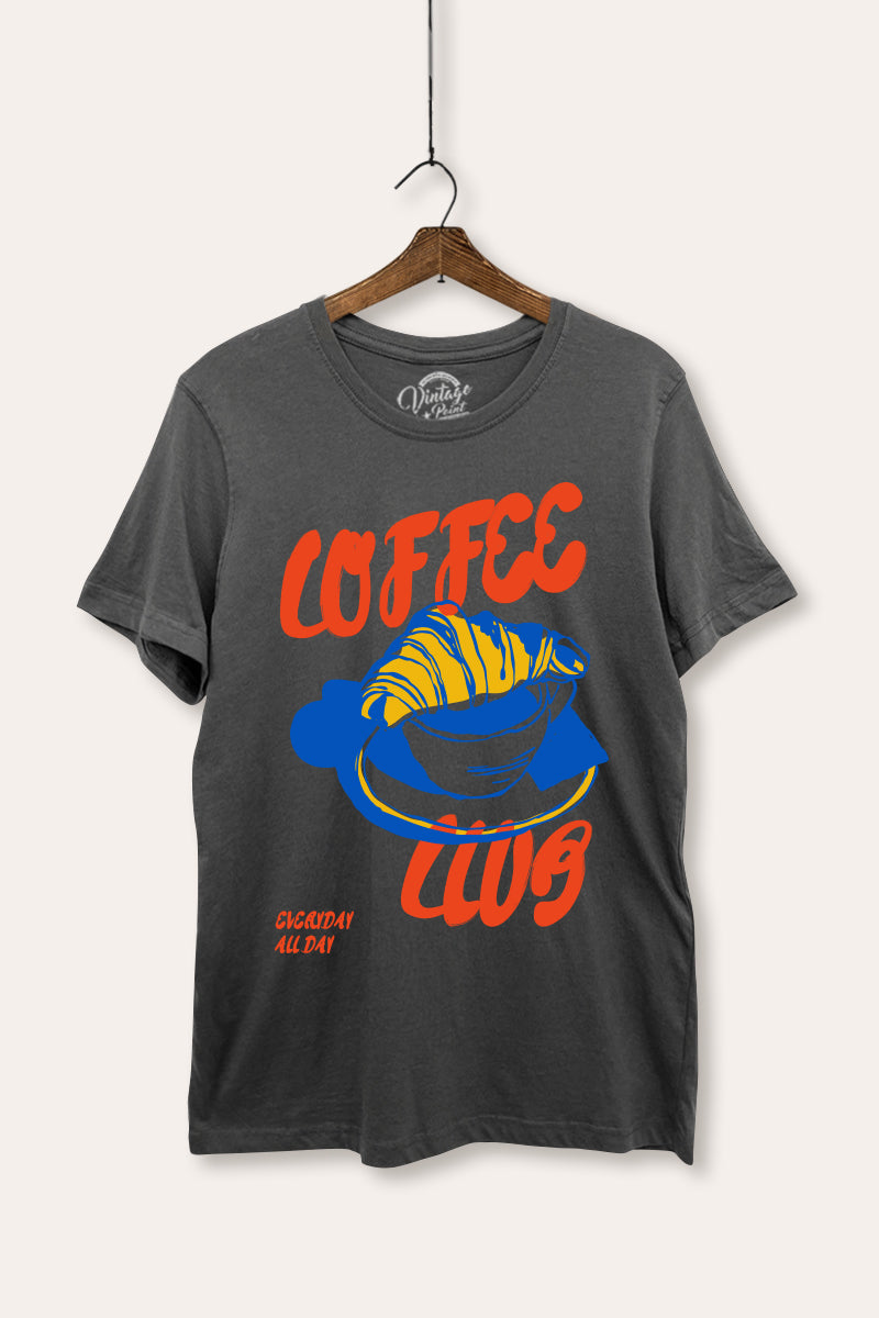 coffee club croissant graphic women's basic tee