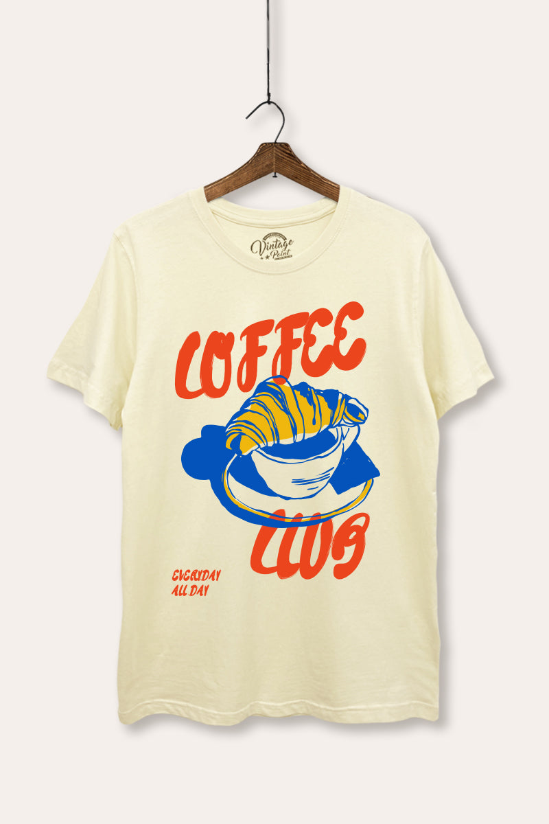 coffee club croissant graphic women's basic tee