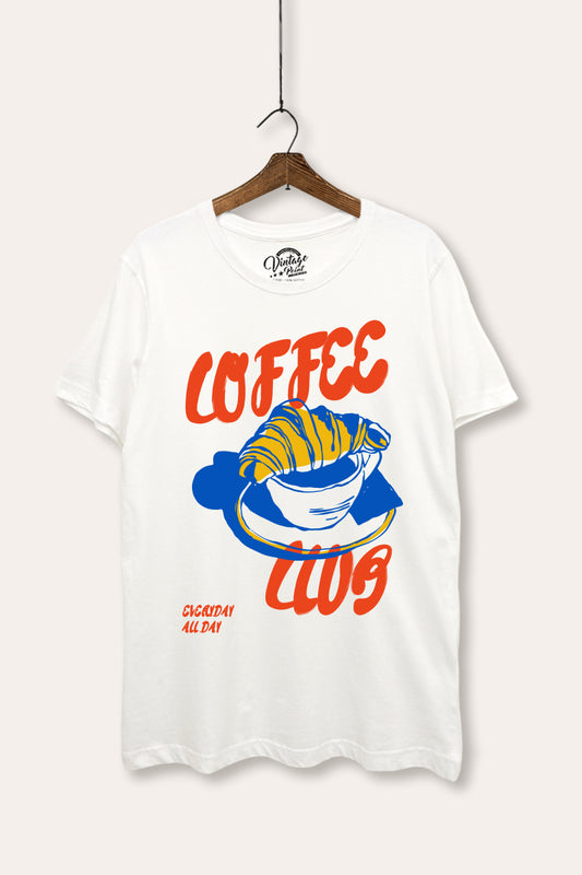 Coffee Club Croissant Graphic Women's Basic Casual Tee