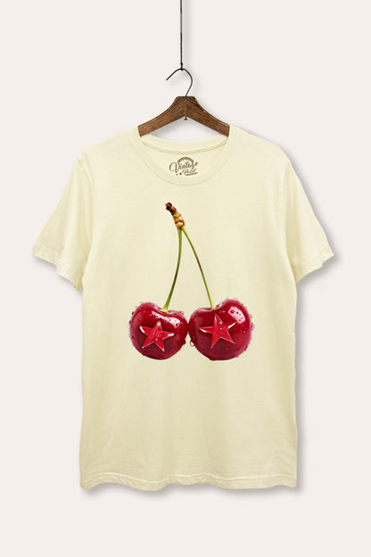 Cherry Star Fruit Graphic Women's Basic Casual Tee