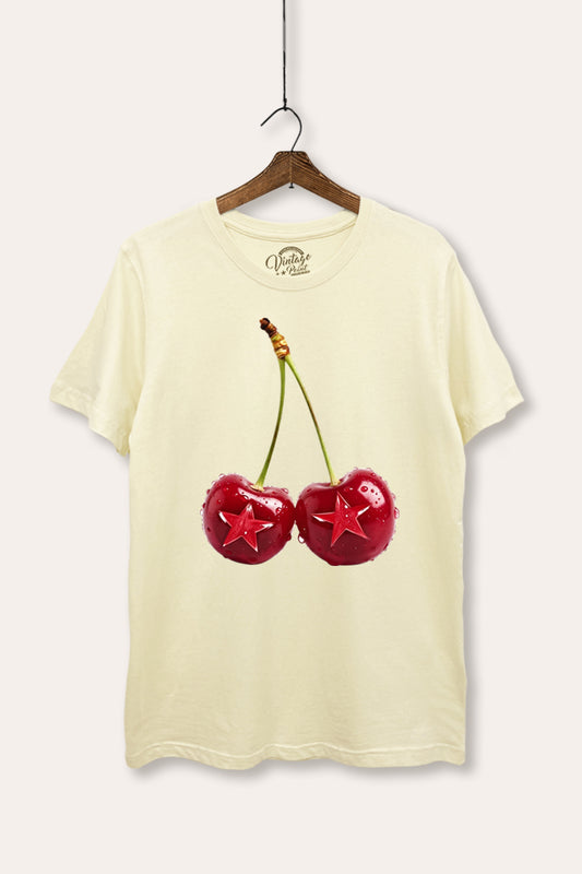Cherry Star Fruit Graphic Women's Basic Casual Tee