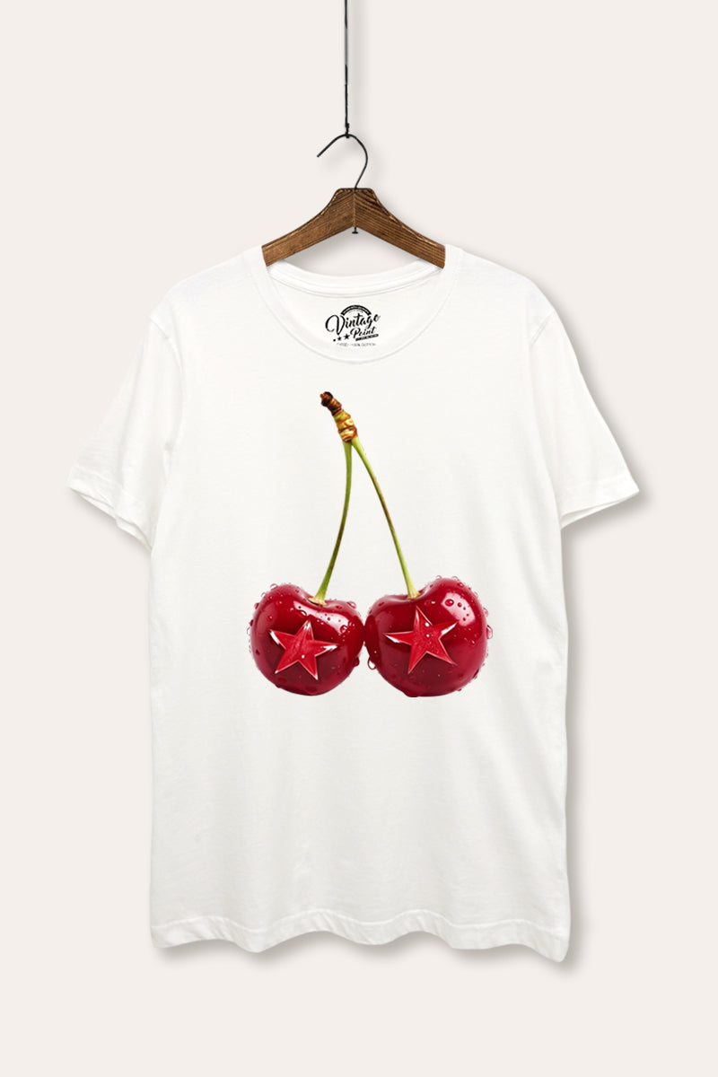 cherry star graphic women's basic tee