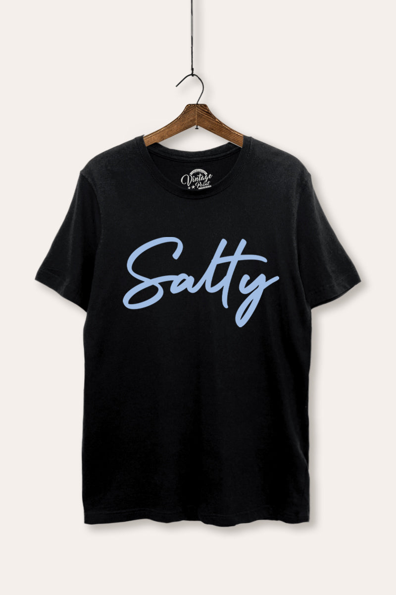 Salty Cursive Coastal Graphic Women's Basic Casual Tee
