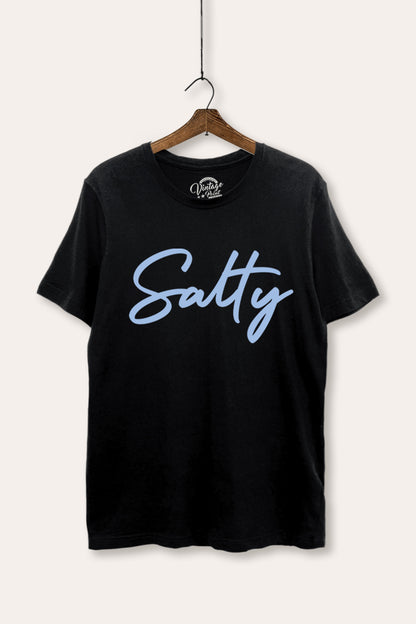 Salty Cursive Coastal Graphic Women's Basic Casual Tee
