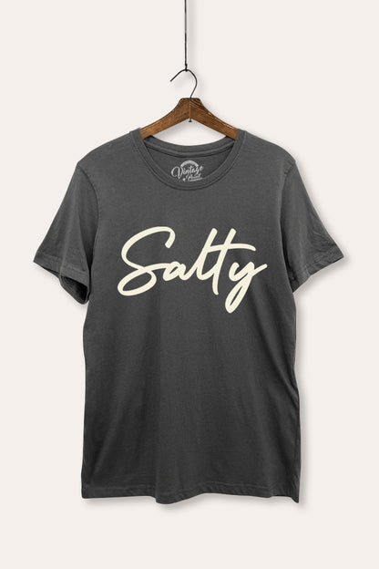 Salty Cursive Coastal Graphic Women's Basic Casual Tee