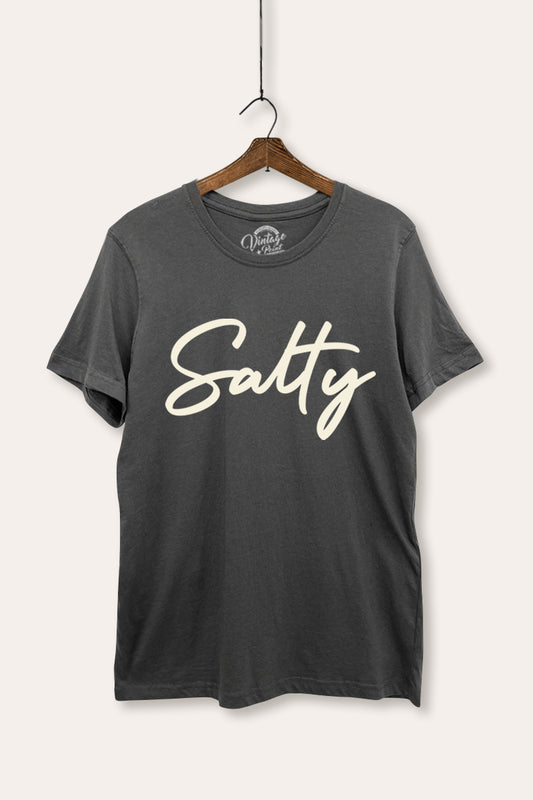 Salty Cursive Coastal Graphic Women's Basic Casual Tee