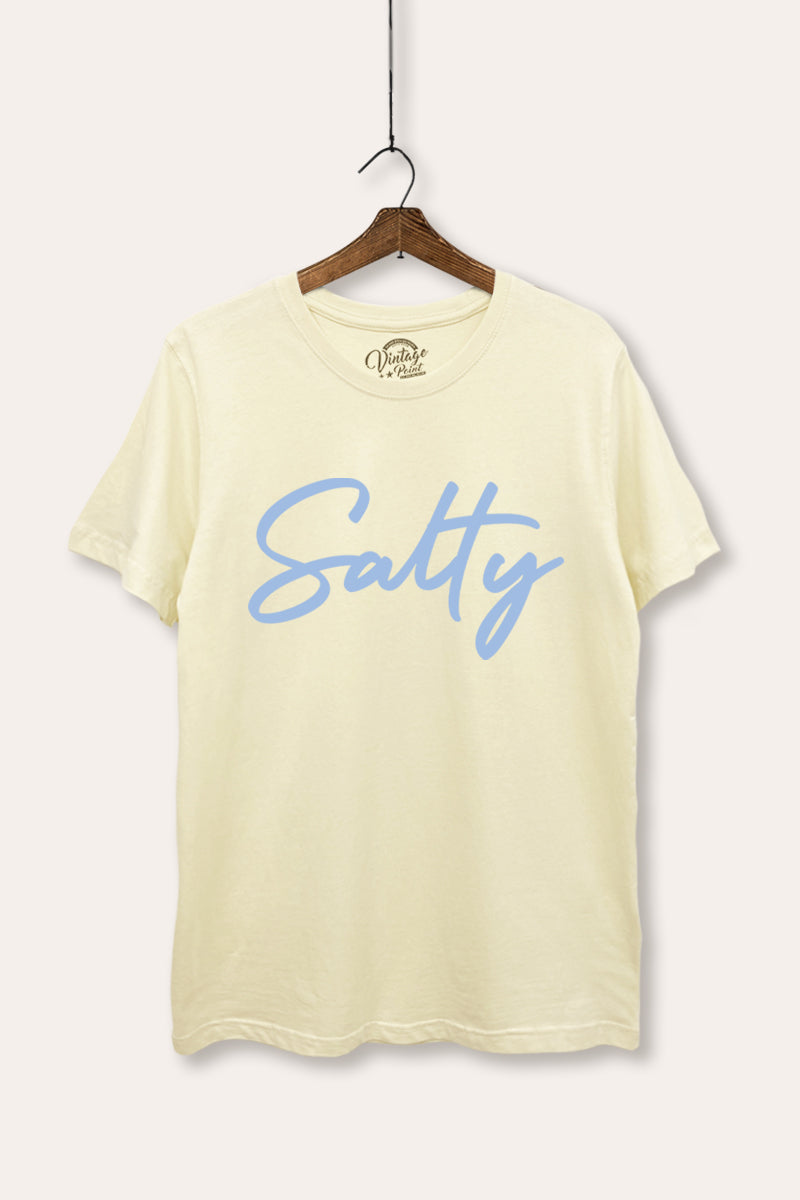 Salty Cursive Coastal Graphic Women's Basic Casual Tee