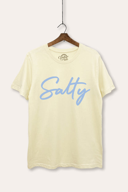 Salty Cursive Coastal Graphic Women's Basic Casual Tee