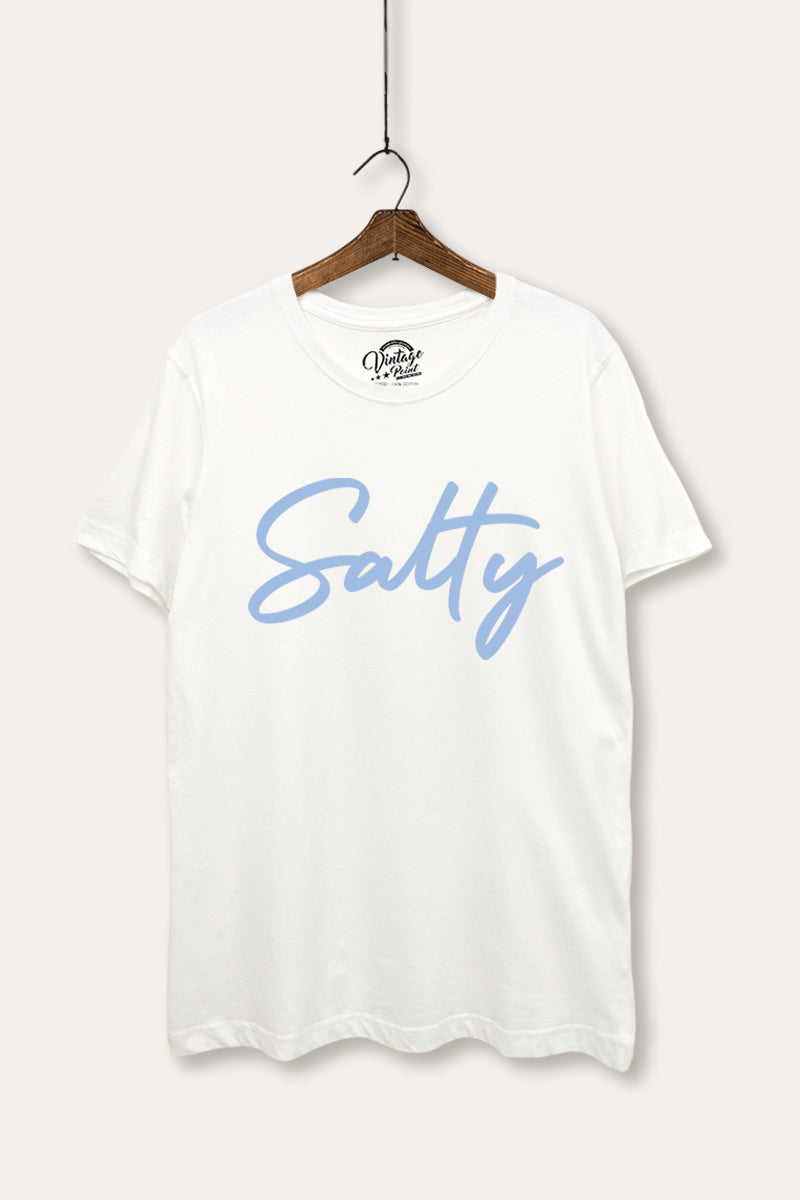 Salty Cursive Coastal Graphic Women's Basic Casual Tee