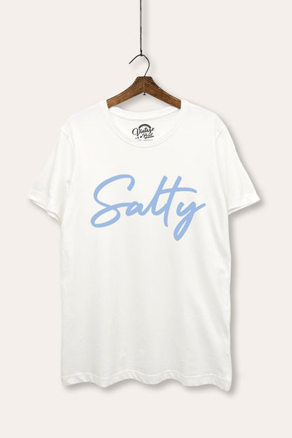 Salty Cursive Coastal Graphic Women's Basic Casual Tee