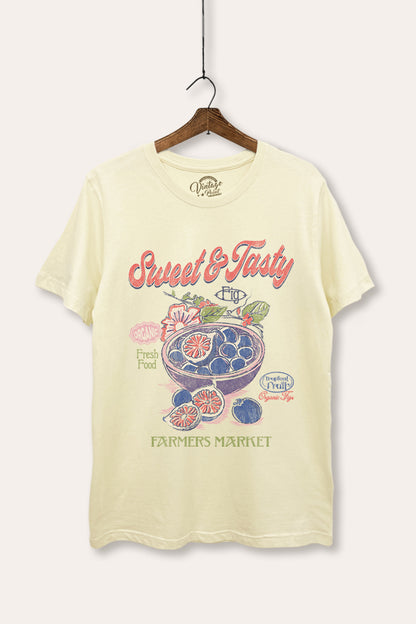 Sweet & Tasty Blueberries Fruit Graphic Women's Basic Casual Tee
