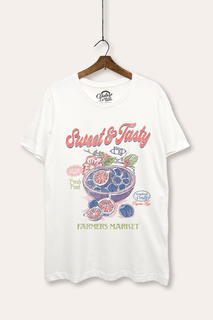 Sweet & Tasty Blueberries Fruit Graphic Women's Basic Casual Tee