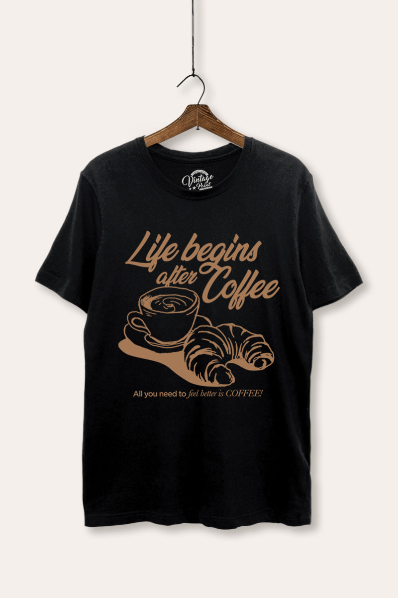 coffee & croissant women's basic graphic tee