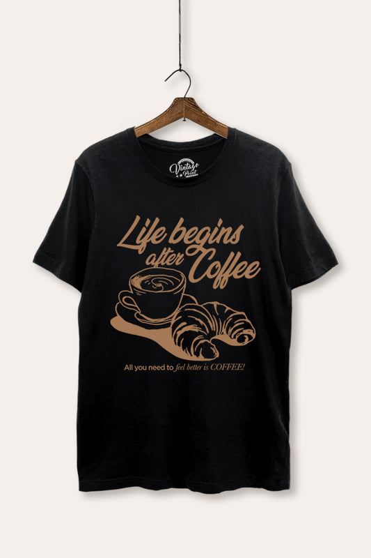 Coffee & Croissant Life Graphic Women's Basic Casual Tee
