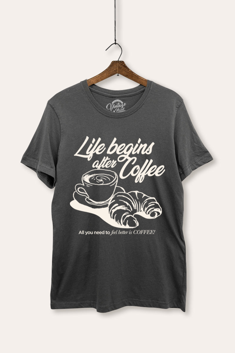 coffee & croissant women's basic graphic tee